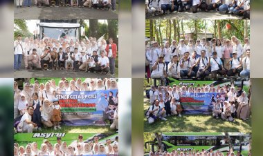 Gathering PGRI Cabang Kecamatan Babakan di Pantai Pasir Putih Karang Meong Sirih " Guru Bersatu Pendidikan Maju"