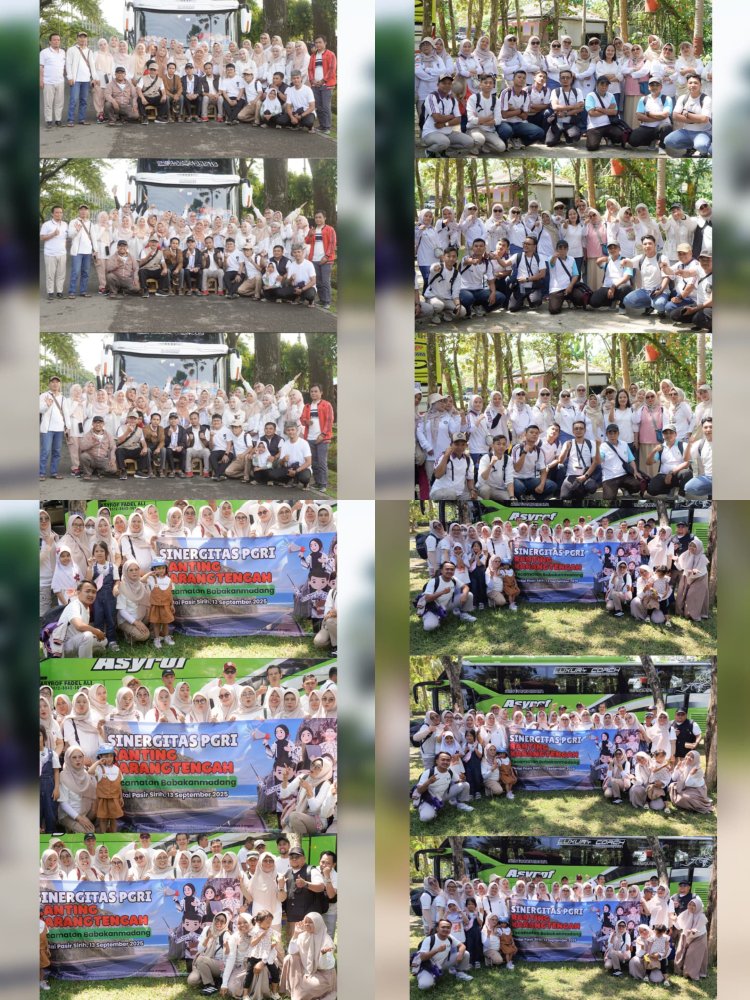 Gathering PGRI Cabang Kecamatan Babakan di Pantai Pasir Putih Karang Meong Sirih " Guru Bersatu Pendidikan Maju"