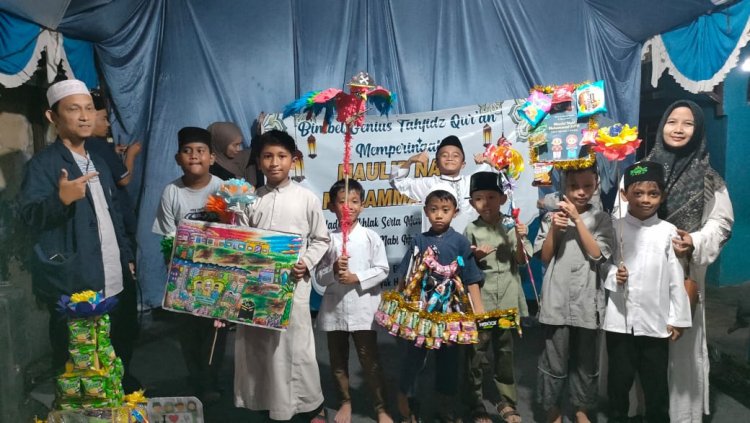 Majelis Taklim Tahfidz Qur'an Bimbel Genius Gelar Maulid, Adakan Pawai Mulud, Lomba Kembang Mulud & Pentas Al Qur'an